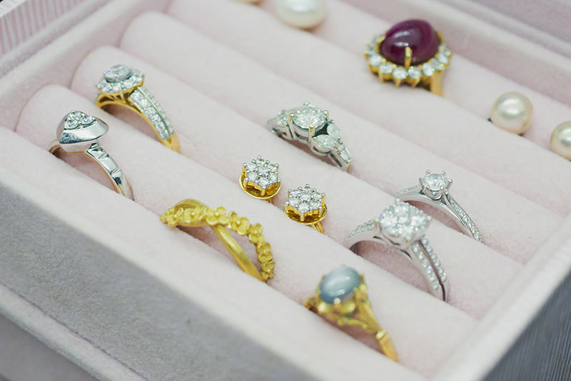 Jewelry rings in a box